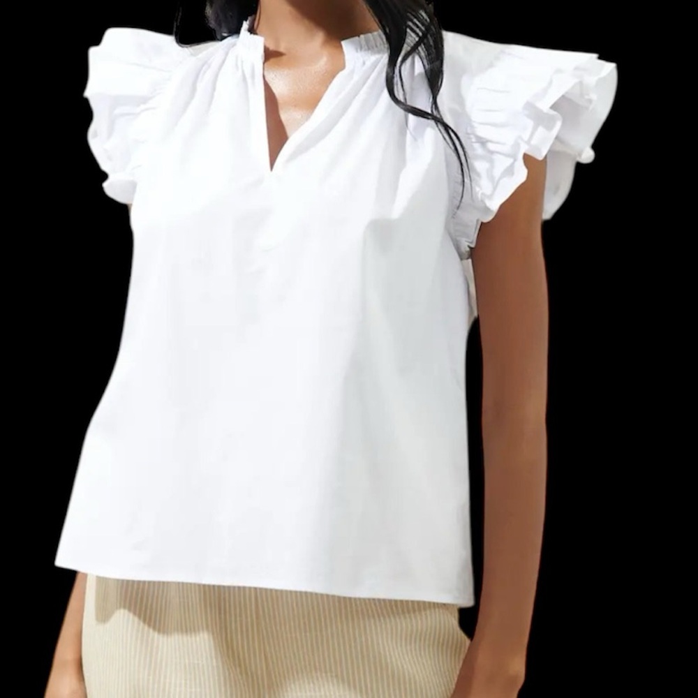 Marc New York women ruffle sleeves white‎ top size S